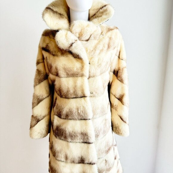Vintage Eaton's Patchwork Blonde Mink Custom Made A line fur Coat S - Picture 2 of 15